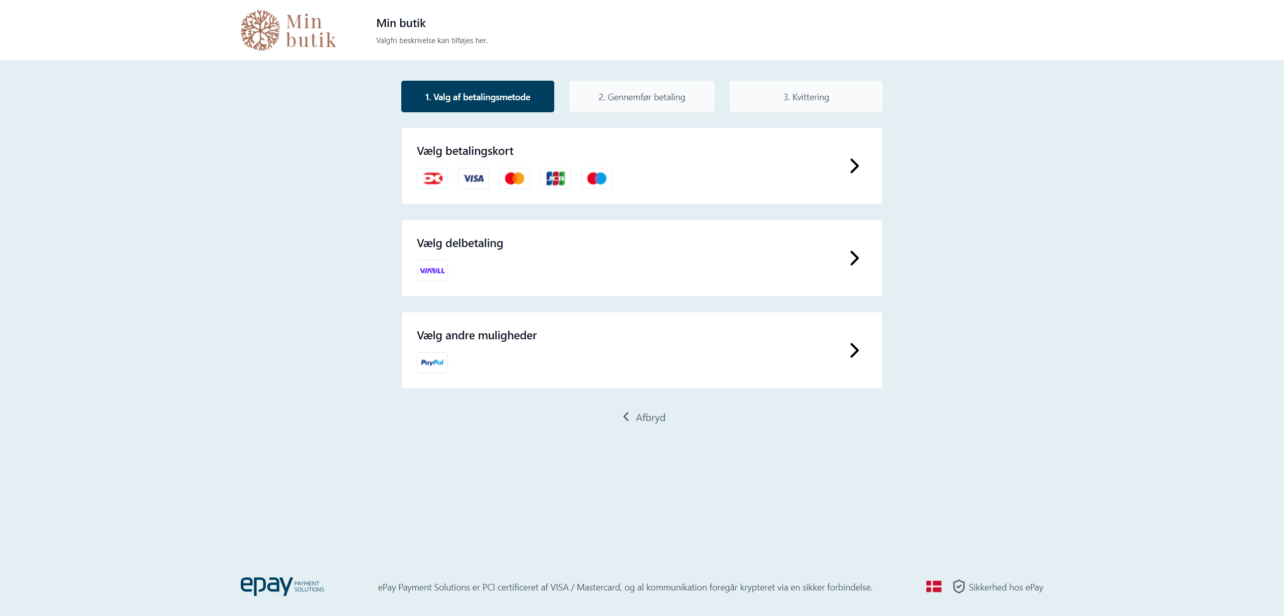 Billede for 1. Kunden vælger betalingsmetode